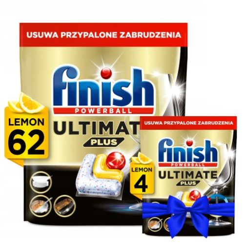 Finish Ultimate Plus Kapsułki do Zmywarki 62 Lemon + Gratis - obrazek 1
